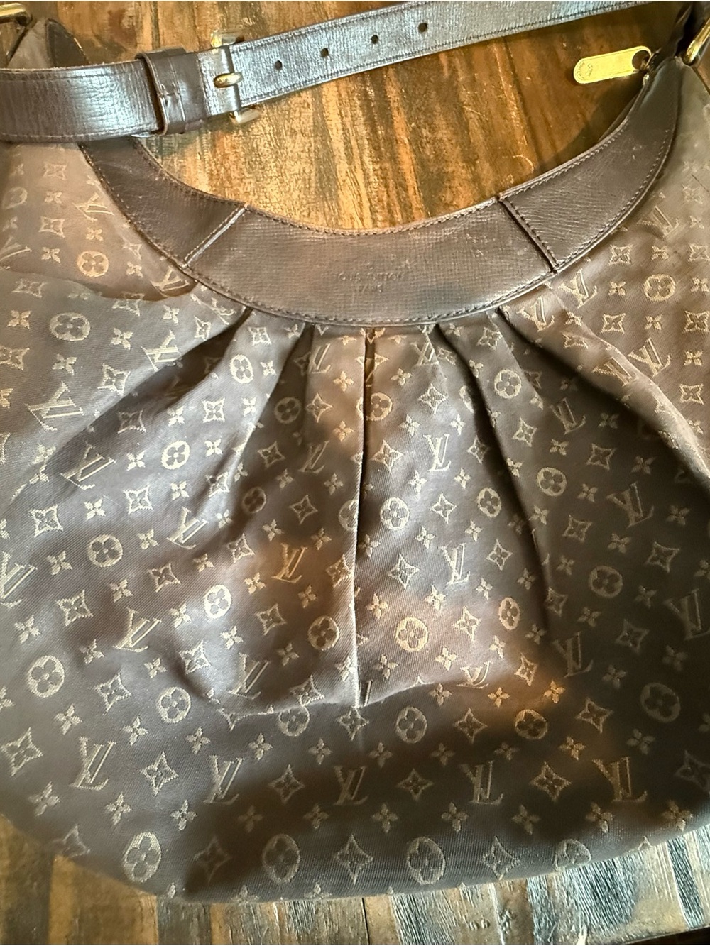 Louis Vuitton Brown Monogram Shoulder Hobo with Gold Hardware